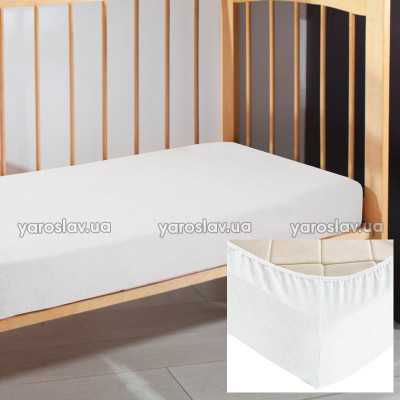 Prześcieradło dziecięce frotte z gumką 11 biały 120x60x10 cm TM Yaroslav
